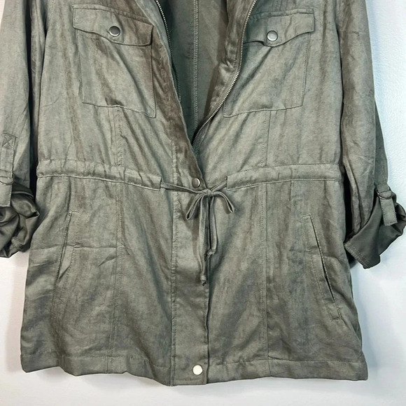Becool Lightweight Utility Jacket with Drawstring Waist - Olive Green - Medium - Picture 3 of 10